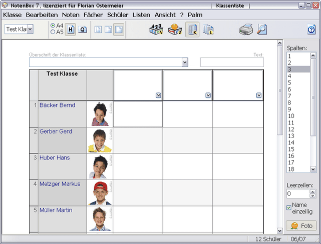 Neue Klassenliste anlegen